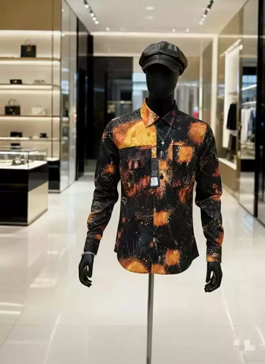 HANG London Abstract/Galaxy Print Long Sleeve Shirt
