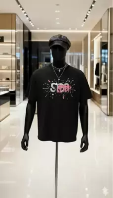 Black "STOP" Graphic T-Shirt