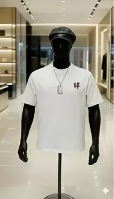 White Graphic Tee with Purple "SP"