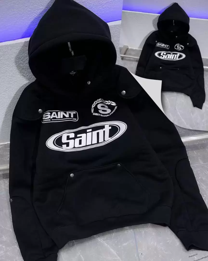 Saint Graphic Pullover Hoodie or a Sabit Global x Saint Fashion Racing/Moto Style Hoodie