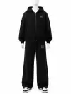 WM black Oversized Zip-Up Hoodie Tracksuit